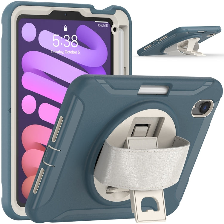 For iPad mini 6 / mini 2024 360 Degree Rotation PC + TPU Protective Tablet Case with Holder & Hand-strap(Cornflower Blue) - iPad mini 2024 Cases by buy2fix | Online Shopping UK | buy2fix