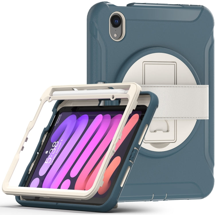 For iPad mini 6 / mini 2024 360 Degree Rotation PC + TPU Protective Tablet Case with Holder & Hand-strap(Cornflower Blue) - iPad mini 2024 Cases by buy2fix | Online Shopping UK | buy2fix