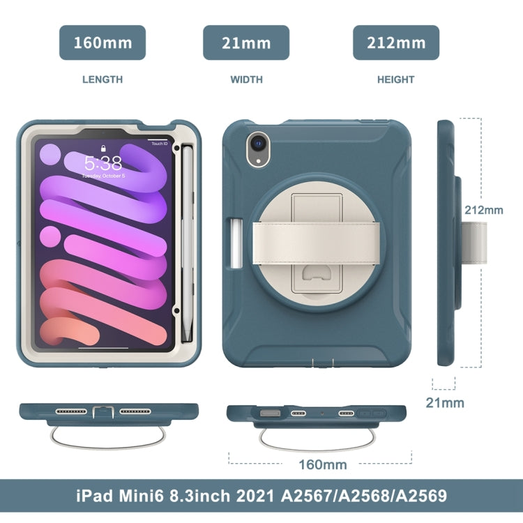 For iPad mini 6 / mini 2024 360 Degree Rotation PC + TPU Protective Tablet Case with Holder & Hand-strap(Cornflower Blue) - iPad mini 2024 Cases by buy2fix | Online Shopping UK | buy2fix