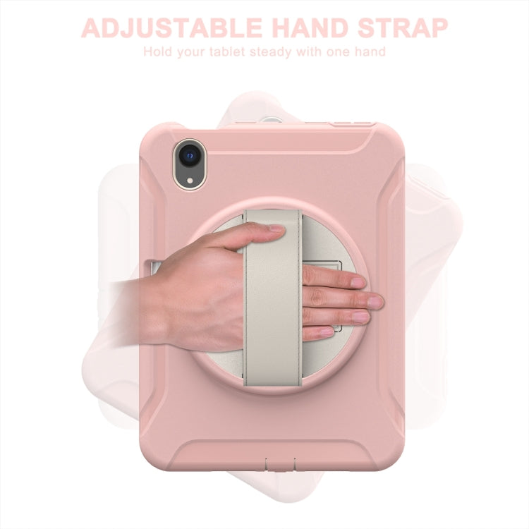 For iPad mini 6 / mini 2024 360 Degree Rotation PC + TPU Protective Tablet Case with Holder & Hand-strap(Cherry Blossoms Pink) - iPad mini 2024 Cases by buy2fix | Online Shopping UK | buy2fix