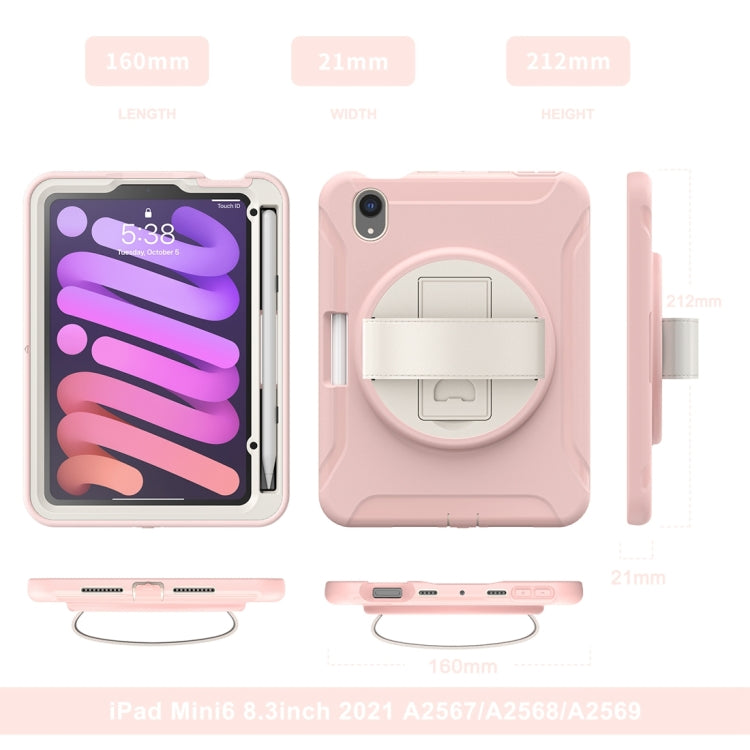 For iPad mini 6 / mini 2024 360 Degree Rotation PC + TPU Protective Tablet Case with Holder & Hand-strap(Cherry Blossoms Pink) - iPad mini 2024 Cases by buy2fix | Online Shopping UK | buy2fix