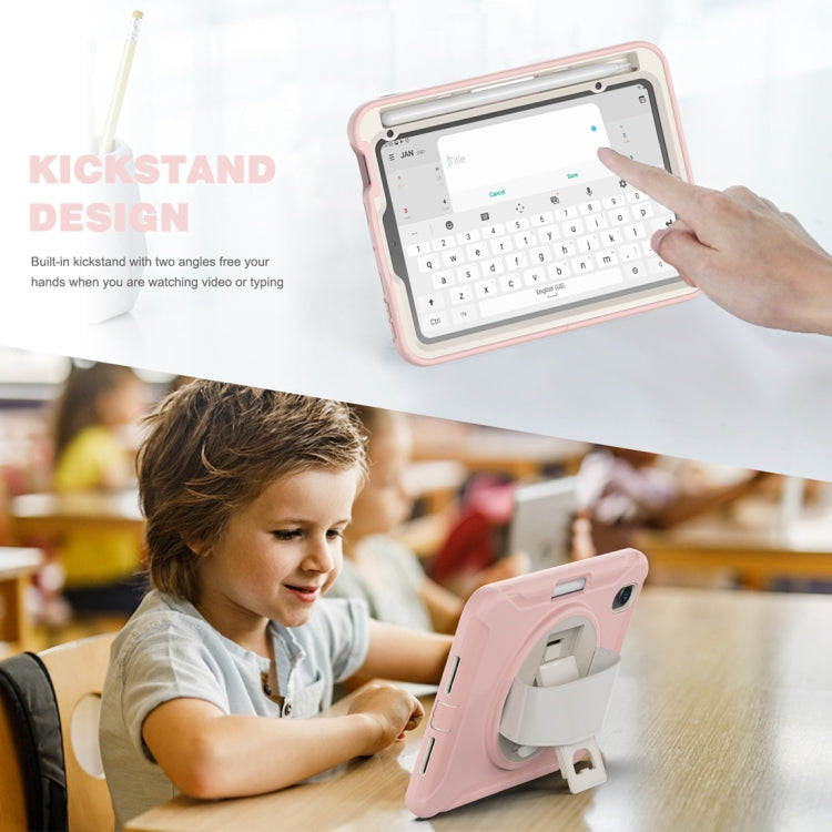 For iPad mini 6 / mini 2024 360 Degree Rotation PC + TPU Protective Tablet Case with Holder & Hand-strap(Cherry Blossoms Pink) - iPad mini 2024 Cases by buy2fix | Online Shopping UK | buy2fix