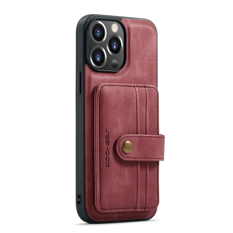 For iPhone 13 Pro Max JEEHOOD Anti-theft Brush Magnetic PU + TPU Protective Case with Card Slot (Red) - iPhone 13 Pro Max Cases by JEEHOOD | Online Shopping UK | buy2fix