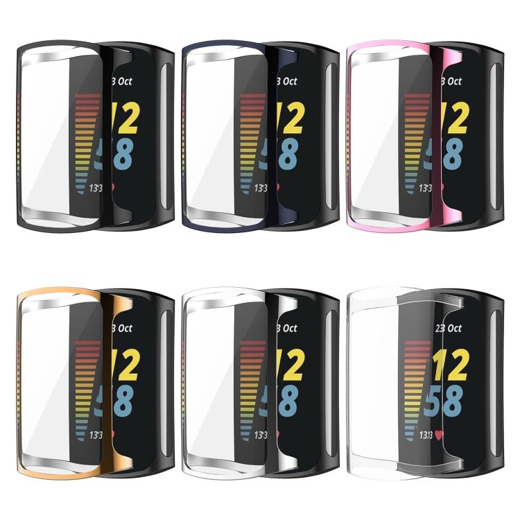 For Fitbit Charge 5 Full Coverage TPU Electroplating Protective Case Cover(Black) by buy2fix