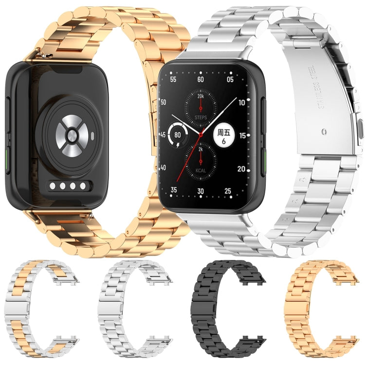 For OPPO Watch 2 42mm Stainless Steel Three-beads Watch Band(Silver) by buy2fix