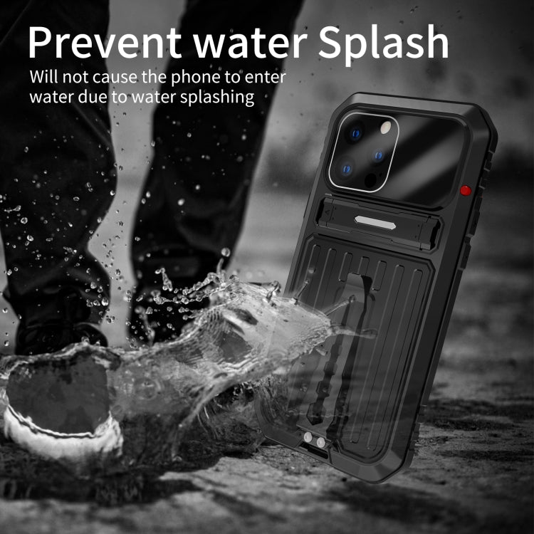 For iPhone 13 Pro Armor Shockproof Splash-proof Dust-proof Phone Case with Holder (Black) - iPhone 13 Pro Cases by buy2fix | Online Shopping UK | buy2fix