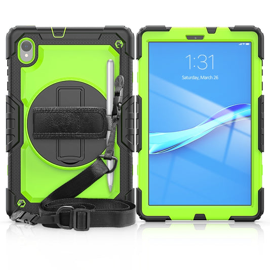 For Lenovo Tab M10 HD TB-X306X Shockproof Colorful Silicone + PC Protective Tablet Case with Holder & Shoulder Strap & Hand Strap(Black Yellow Green) - Lenovo by buy2fix | Online Shopping UK | buy2fix
