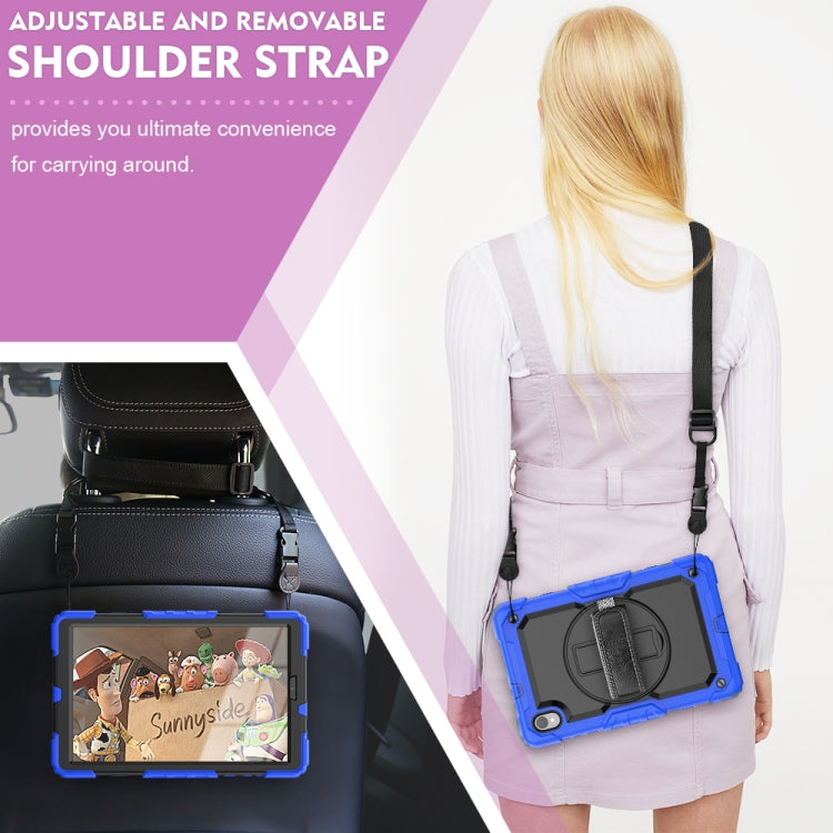 For Lenovo Tab M10 HD TB-X306X Shockproof Colorful Silicone + PC Protective Tablet Case with Holder & Shoulder Strap & Hand Strap(Blue) - Lenovo by buy2fix | Online Shopping UK | buy2fix