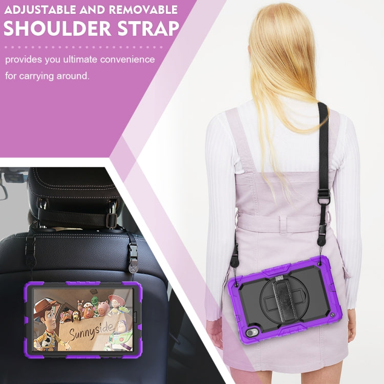 For Lenovo Tab M10 HD TB-X306X Shockproof Colorful Silicone + PC Protective Tablet Case with Holder & Shoulder Strap & Hand Strap(Purple) - Lenovo by buy2fix | Online Shopping UK | buy2fix
