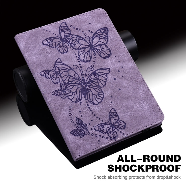 Embossed Butterfly Pattern Horizontal Flip Leather Tablet Case For iPad 10.2 (2021/2020/2019) / Air 10.5 2019(Purple) - iPad 10.2 Cases by buy2fix | Online Shopping UK | buy2fix