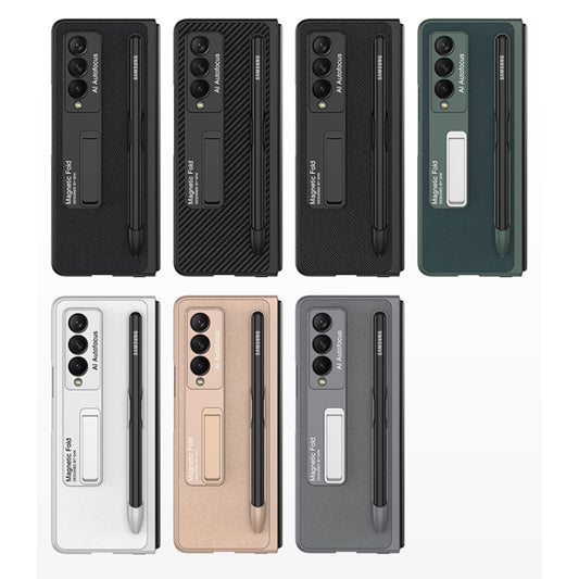 For Samsung Galaxy Z Fold3 5G GKK Ultra-thin PC + PU Phone Flip Case with Holder & Pen Slot(Cross Texture) - Galaxy Phone Cases by GKK | Online Shopping UK | buy2fix