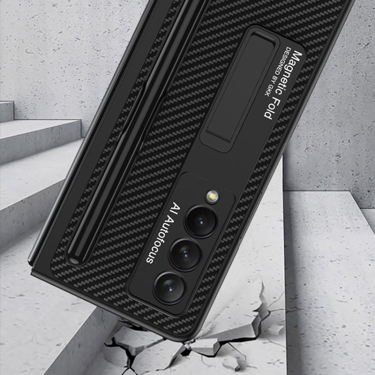 For Samsung Galaxy Z Fold3 5G GKK Ultra-thin PC + PU Phone Flip Case with Holder & Pen Slot(Cross Texture) - Galaxy Phone Cases by GKK | Online Shopping UK | buy2fix