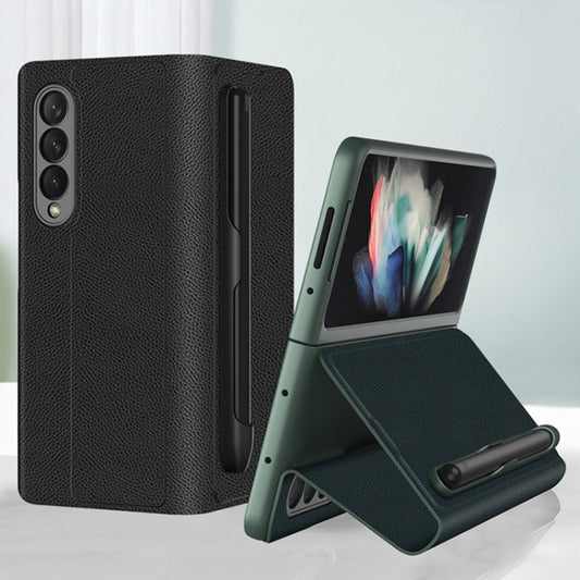 For Samsung Galaxy Z Fold3 5G GKK Ultra-thin Horizontal Flip Leather Phone Case with Pen Slot(Silver) - Galaxy Phone Cases by GKK | Online Shopping UK | buy2fix