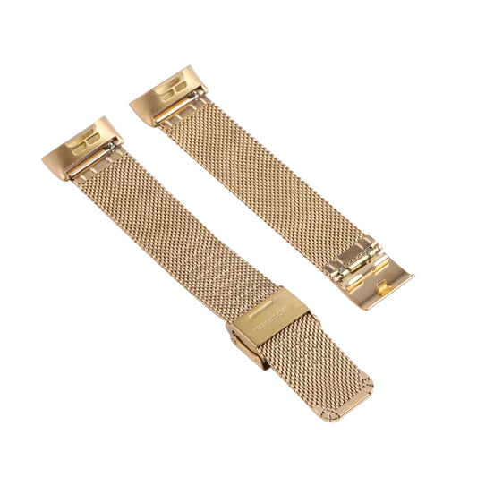 For Fitbit Charge 4 Double Insurance Buckle Milanese Watch Band(Gold) by buy2fix