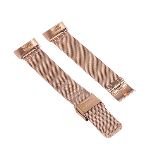 For Fitbit Charge 4 Double Insurance Buckle Milanese Watch Band(Rose Gold) by buy2fix