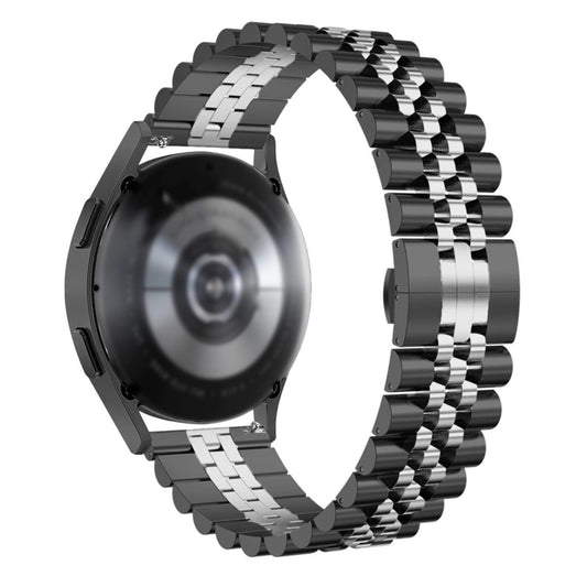 20mm Five-bead Stainless Steel Watch Band (Black Silver) by buy2fix