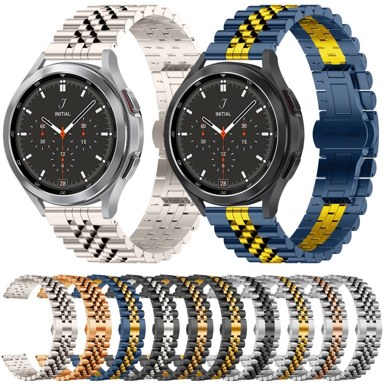 20mm Five-bead Stainless Steel Watch Band(Black Gold) by buy2fix