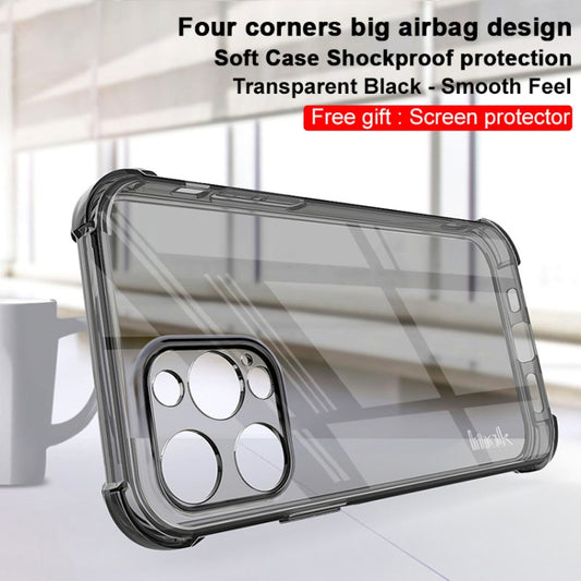 For iPhone 13 Pro Max IMAK All-inclusive Shockproof Airbag TPU Phone Case with Screen Protector (Transparent Black) by imak