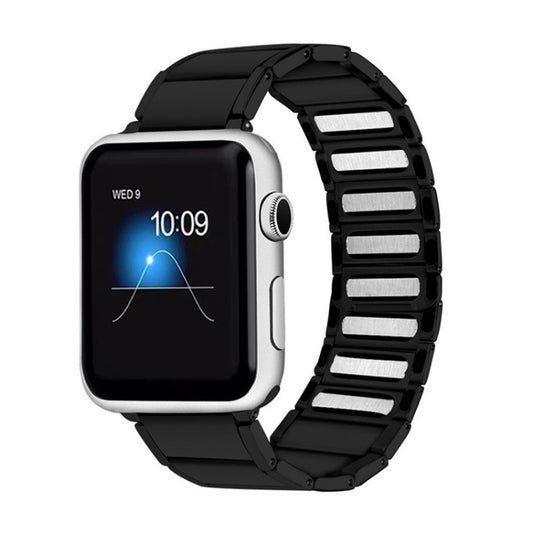Bamboo Joint Magnetic Steel Watch Band For Apple Watch Series 9&8&7 41mm / SE 3&SE 2&6&SE&5&4 40mm / 3&2&1 38mm(Black) by buy2fix