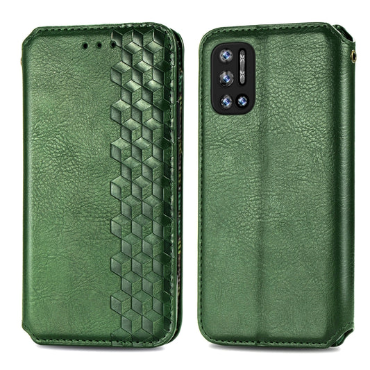For Doogee N40 Pro Cubic Grid Pressed Horizontal Flip Magnetic Leather Case with Holder & Card Slots & Wallet(Green) by buy2fix