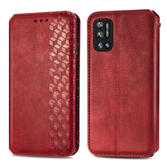 For Doogee N40 Pro Cubic Grid Pressed Horizontal Flip Magnetic Leather Case with Holder & Card Slots & Wallet(Red) by buy2fix
