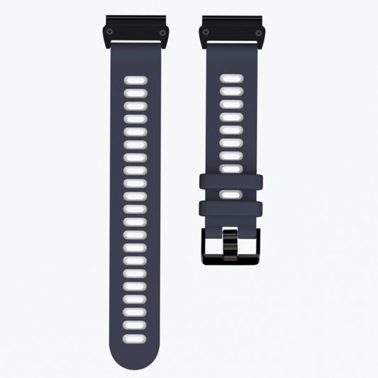 For Garmin Fenix 6 Two-color Silicone Strap Watch Band(Midnight Blue White) by buy2fix