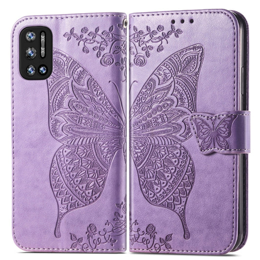 For DOOGEE N40 Pro Butterfly Love Flowers Embossed Horizontal Flip Leather Case with Holder & Card Slots & Wallet & Lanyard(Light Purple) by buy2fix