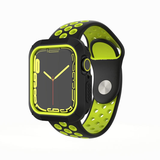Shockproof PC Protective Case For Apple Watch Series 9 / 8 / 7 45mm(Black + Yellow) by buy2fix