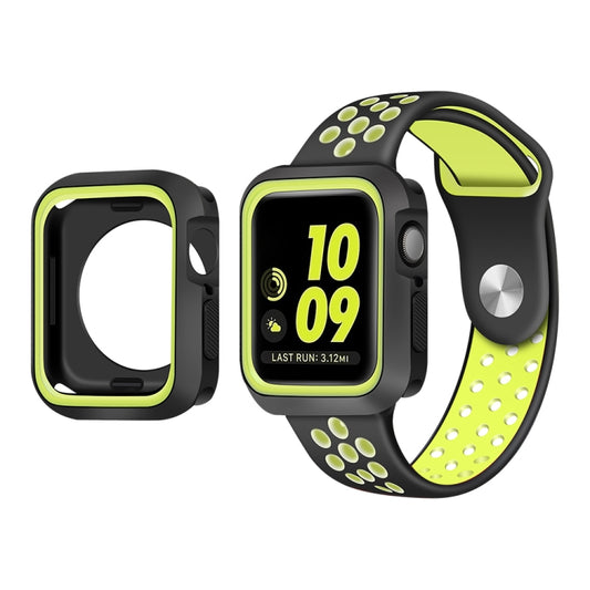 Two-color Shockproof Protective Case For Apple Watch Series 9 / 8 / 7 41mm(Black Green) by buy2fix