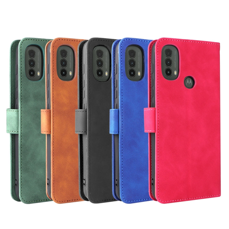 For Motorola Moto E20 / E30 / E40 Skin Feel Magnetic Horizontal Flip Phone Leather Case with Holder & Card Slots & Wallet(Brown) by buy2fix