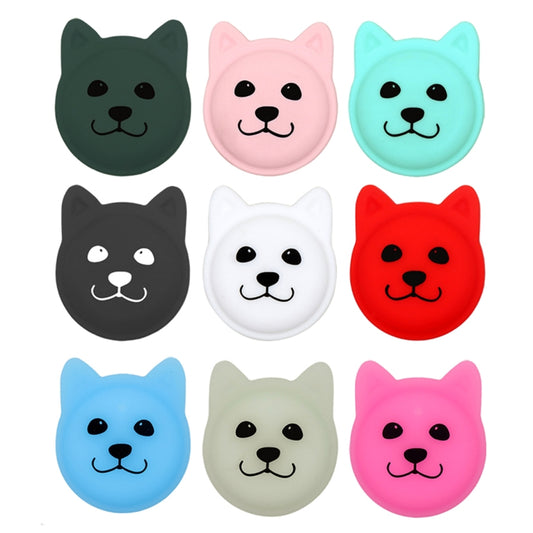 Serious Face Cute Cartoon Pet Collar Anti-lost Tracker Silicone Case For AirTag(Fluorescent Green) by Mutural