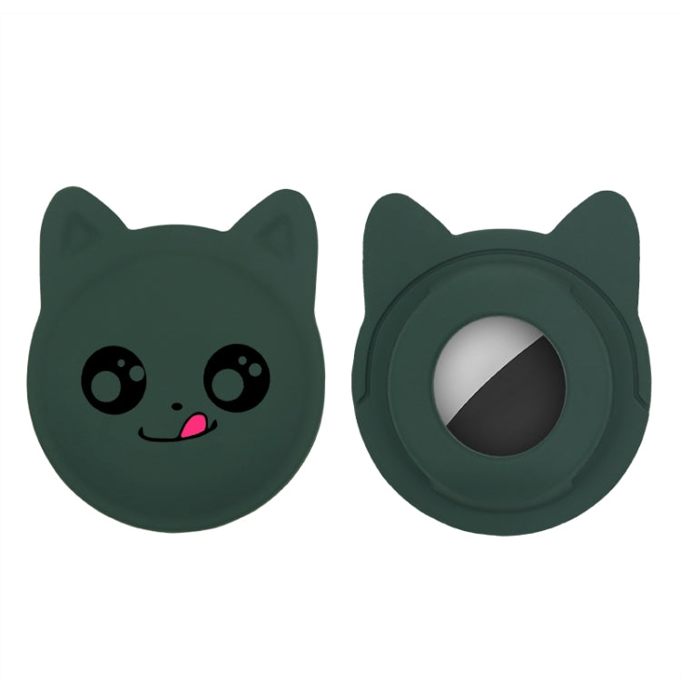 Naughty Smile Cute Cartoon Pet Collar Anti-lost Tracker Silicone Case For AirTag(Dark Green) - Pet Series by Mutural | Online Shopping UK | buy2fix