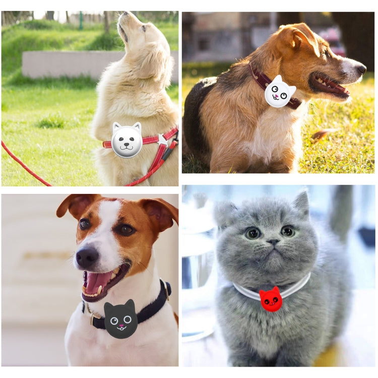 Hanhan Smile Cute Cartoon Pet Collar Anti-lost Tracker Silicone Case For AirTag(Black) - Pet Series by Mutural | Online Shopping UK | buy2fix