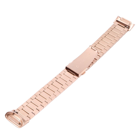 For Fitbit Charge 5 One-bead Steel Strap Watch Band(Rose Gold) by buy2fix