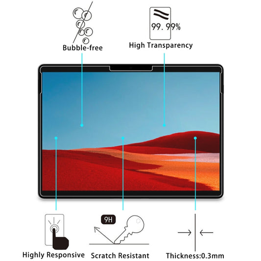 2 PCS For Microsoft Surface Pro X 9H 0.3mm Explosion-proof Tempered Glass Film - Others by buy2fix | Online Shopping UK | buy2fix