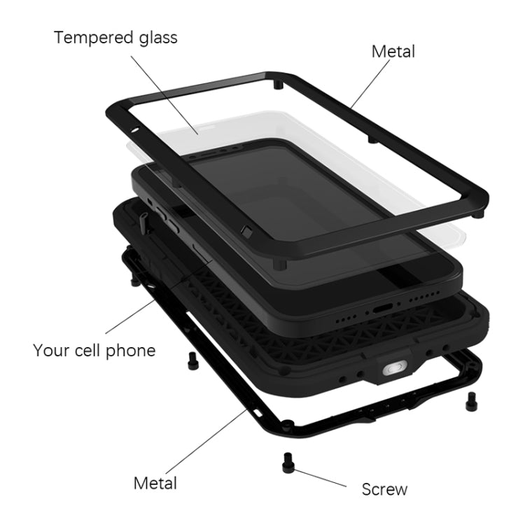 For iPhone 13 Pro Max LOVE MEI Metal Shockproof Life Waterproof Dustproof Protective Phone Case (White) - iPhone 13 Pro Max Cases by LOVE MEI | Online Shopping UK | buy2fix