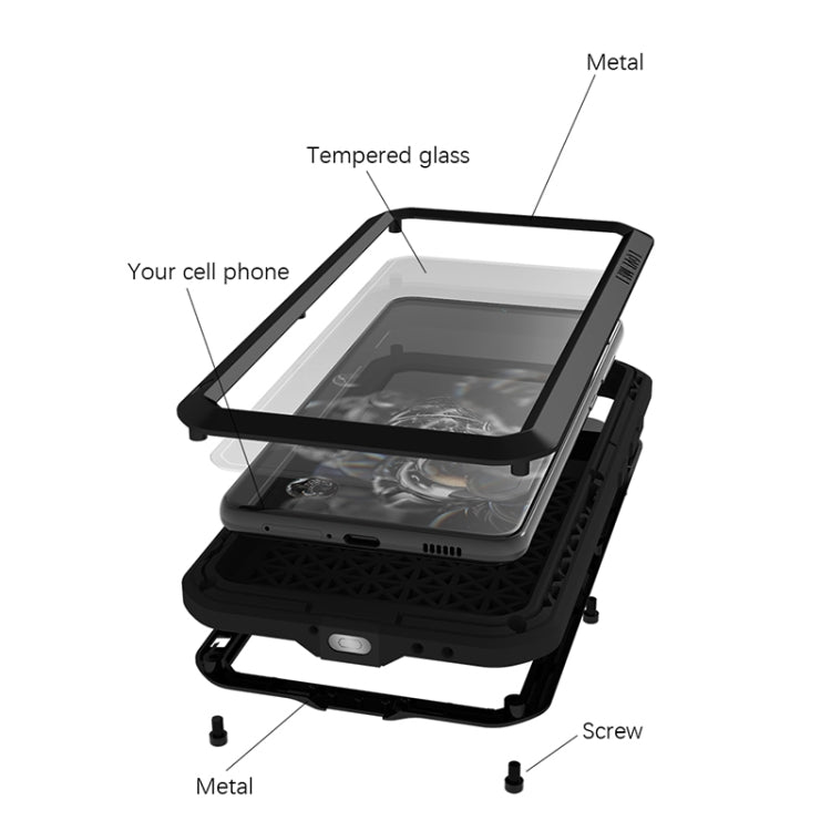 For Samsung Galaxy S21 FE LOVE MEI Metal Shockproof Waterproof Dustproof Protective Phone Case with Glass(Silver) - Galaxy Phone Cases by LOVE MEI | Online Shopping UK | buy2fix