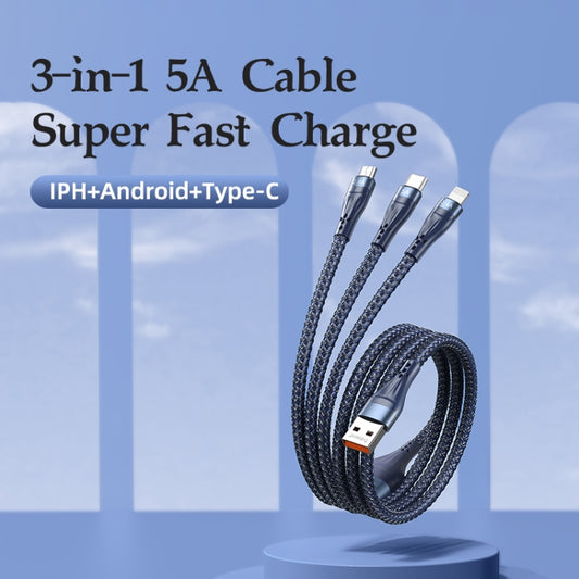 REMAX RC-199th Whirly Series 5A USB to USB-C / Type-C + 8 Pin + Micro USB Fast Charging Data Cable, Cable Length: 1.2m(Midnight Blue) by REMAX