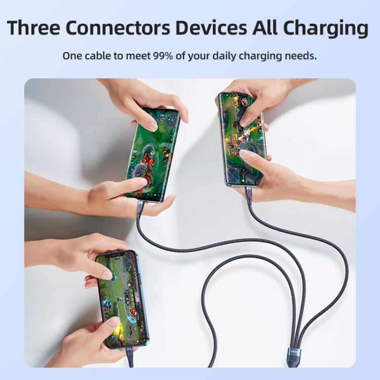 REMAX RC-199th Whirly Series 5A USB to USB-C / Type-C + 8 Pin + Micro USB Fast Charging Data Cable, Cable Length: 1.2m(Midnight Blue) by REMAX