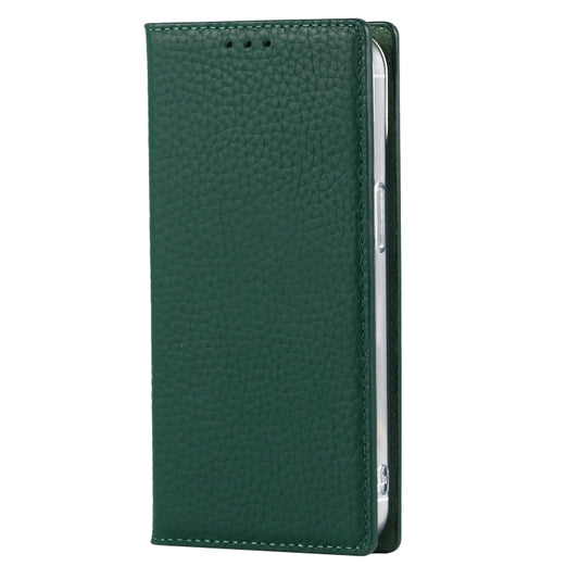 For iPhone 13 mini Litchi Texture Genuine Leather Phone Case With Lanyard & Holder & Card Slots & Wallet (Dark Green) - iPhone 13 mini Cases by buy2fix | Online Shopping UK | buy2fix