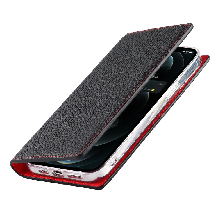 For iPhone 13 Pro Litchi Texture Genuine Leather Phone Case With Lanyard & Holder & Card Slots & Wallet (Black) - iPhone 13 Pro Cases by buy2fix | Online Shopping UK | buy2fix
