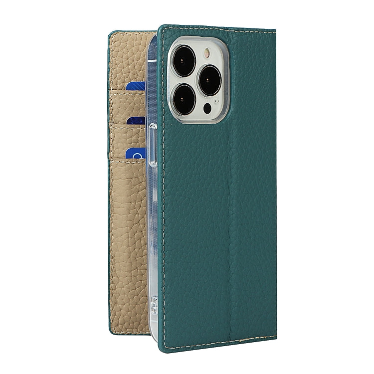 For iPhone 13 Pro Max Litchi Texture Genuine Leather Phone Case With Lanyard & Holder & Card Slots & Wallet (Sky Blue) - iPhone 13 Pro Max Cases by buy2fix | Online Shopping UK | buy2fix