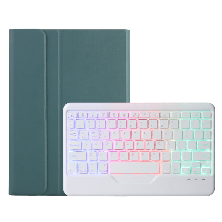 AHV7-BS Lambskin Texture Tri-color Backlight Bluetooth Keyboard Leather Tablet Case For Honor Pad V8 / Tablet V7 Pro(Dark Green) - Huawei Keyboard by buy2fix | Online Shopping UK | buy2fix