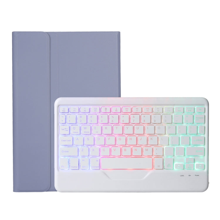 AHV7-BS Lambskin Texture Tri-color Backlight Bluetooth Keyboard Leather Tablet Case For Honor Pad V8 / Tablet V7 Pro(Purple) - Huawei Keyboard by buy2fix | Online Shopping UK | buy2fix