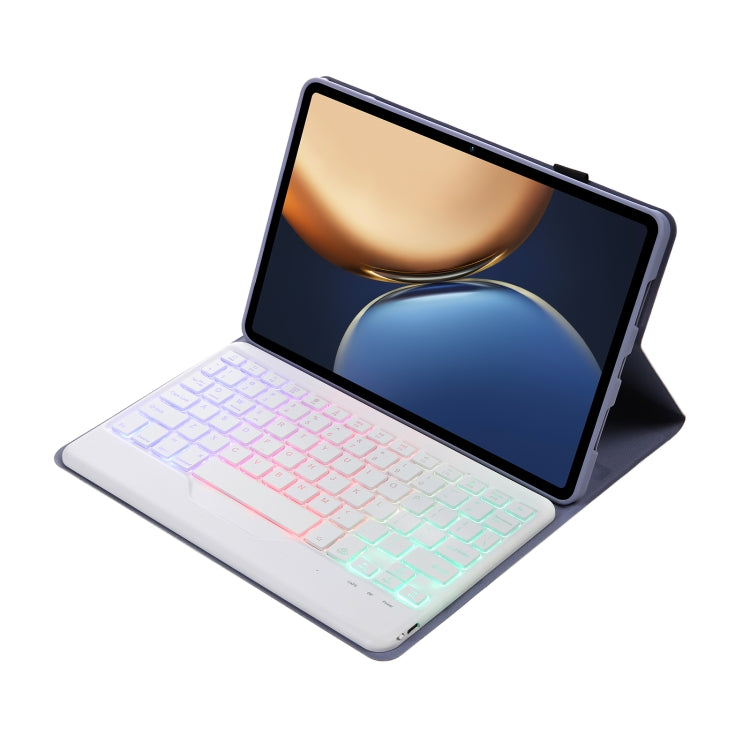 AHV7-BS Lambskin Texture Tri-color Backlight Bluetooth Keyboard Leather Tablet Case For Honor Pad V8 / Tablet V7 Pro(Purple) - Huawei Keyboard by buy2fix | Online Shopping UK | buy2fix