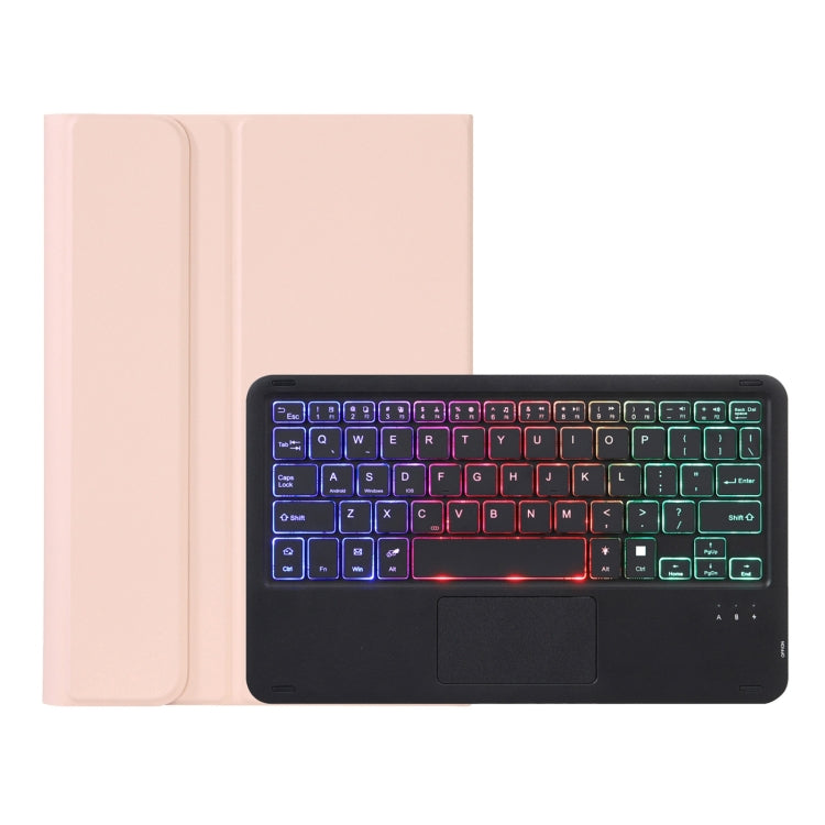 AHV7-AS Lambskin Texture Tri-color Backlight Bluetooth Keyboard Leather Tablet Case with Touchpad For Honor Pad V8 / Tablet V7 Pro(Pink) - Huawei Keyboard by buy2fix | Online Shopping UK | buy2fix