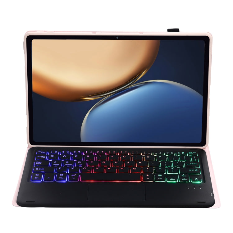 AHV7-AS Lambskin Texture Tri-color Backlight Bluetooth Keyboard Leather Tablet Case with Touchpad For Honor Pad V8 / Tablet V7 Pro(Pink) - Huawei Keyboard by buy2fix | Online Shopping UK | buy2fix