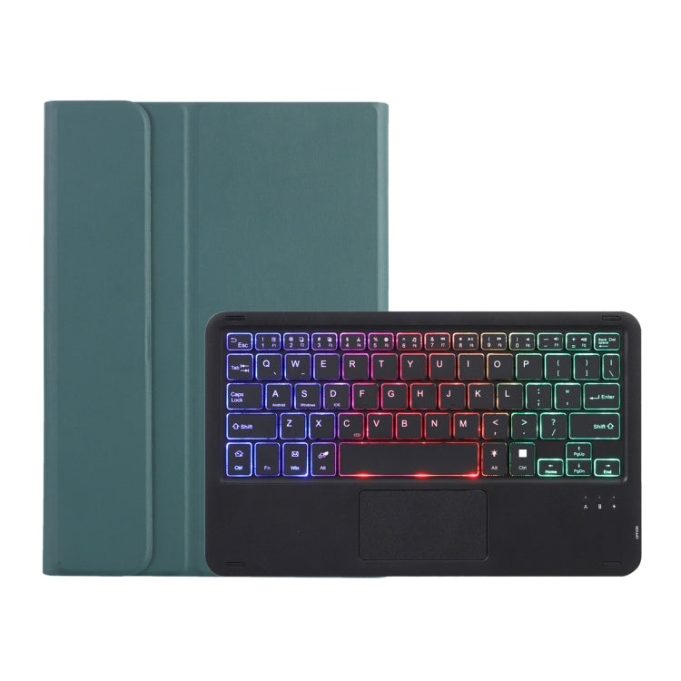 AHV7-AS Lambskin Texture Tri-color Backlight Bluetooth Keyboard Leather Tablet Case with Touchpad For Honor Pad V8 / Tablet V7 Pro(Dark Green) - Huawei Keyboard by buy2fix | Online Shopping UK | buy2fix