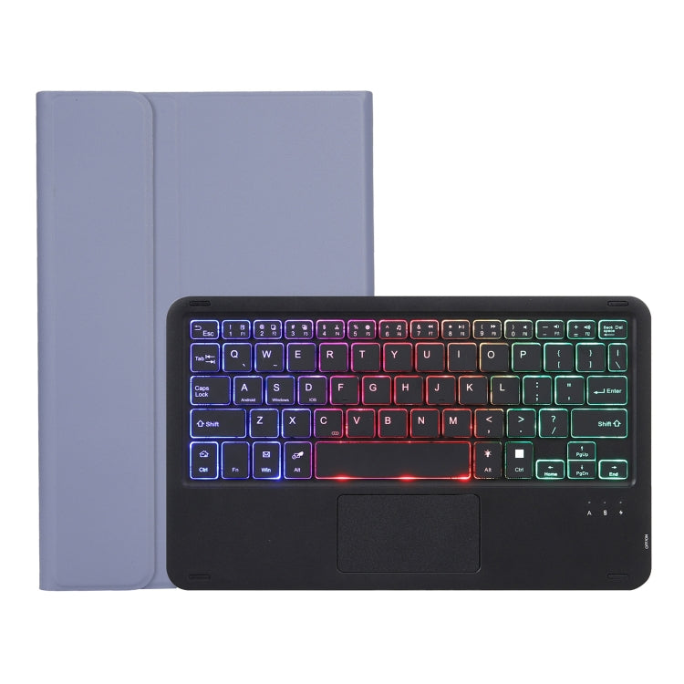 AHV7-AS Lambskin Texture Tri-color Backlight Bluetooth Keyboard Leather Tablet Case with Touchpad For Honor Pad V8 / Tablet V7 Pro(Purple) - Huawei Keyboard by buy2fix | Online Shopping UK | buy2fix