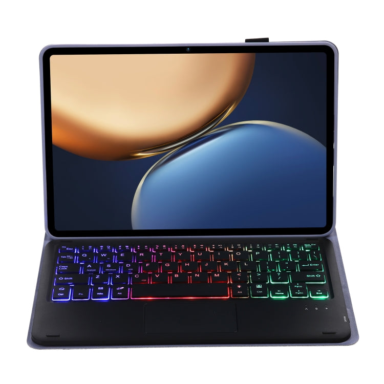 AHV7-AS Lambskin Texture Tri-color Backlight Bluetooth Keyboard Leather Tablet Case with Touchpad For Honor Pad V8 / Tablet V7 Pro(Purple) - Huawei Keyboard by buy2fix | Online Shopping UK | buy2fix